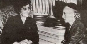 On April 9, 1951, Golda Meir, Labour Minister and future Foreign Affairs Minister of Israel and Prime Minister of Israel, met with Eva Per&oacute;n to thank her for the aid the Eva Per&oacute;n Foundation had given to Israel.