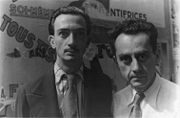 Wild-eyed antics of Dal&iacute; (left) and fellow surrealist artist Man Ray in Paris on June 16, 1934, photographed by Carl Van Vechten