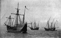 Replicas of the Ni&ntilde;a, Pinta and Santa Maria sailed from Spain to the Chicago Columbian Exposition.