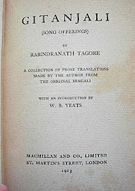Title page of the 1913 Macmillan edition of Tagore's Gitanjali.
