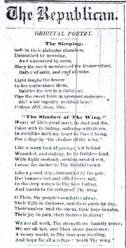 "Safe in their Alabaster Chambers &ndash;," entitled "The Sleeping," as it was published in the Springfield Republican in 1862.