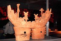 A clay haniwa model of a ship, from Japan's Kofun period (250&ndash;538)