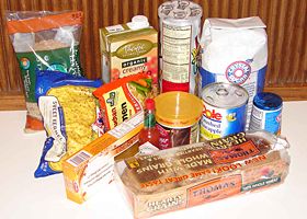 Packaged household food items