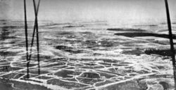 An aerial view of the Somme battlefield in July, taken from a British balloon near B&eacute;court