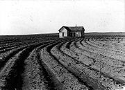 Power farming displaces tenants from the land in the western dry cotton area. Childress County, Texas, 1938