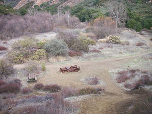 Feb 2007, as seen from site of famous "Goodbye" sign Jeep marks approximate location of camp flagpole.
