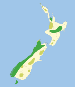        &nbsp; Maximum distribution since 1840        &nbsp; Fossil evidence   Historic distribution of the Kakapo.