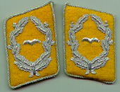 Collar tabs of a Luftwaffe major (1935&ndash;1945). The background colour denotes that the wearer belonged to the flying branch or paratroops; other branches had patches with different coloured backgrounds, such as red for the antiaircraft artillery (Flak).