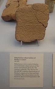 A Babylonian tablet recording the appearance of Halley's comet in 164 BC.