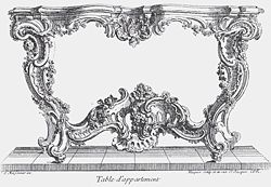 Design for a table by Juste-Aur&egrave;le Meissonnier, Paris ca 1730